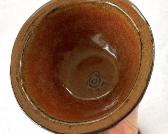 Handmade Stoneware Pottery Bowls: Caramel & Red Glazed Set