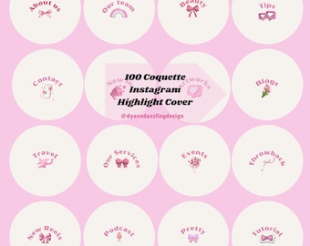 100 Coquette Instagram Highlight Cover Templates for Business Owner|Girly Pink Icons|Bow Aesthetic Highlight Cover|Feminine Pretty Highlight