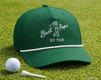 Bestickter Best Pops by Par Golfhut, Golf-Papa-Hut, Opa-Golfkappe, gestickter Seilhut, Vatertagsgeschenk für Golfer, lustiger Golf-Vater