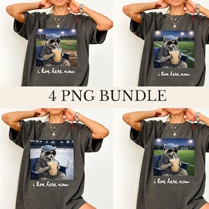 Raccoon drinking ice coffee png, funny meme raccoon sports mom I live here now, soccer, baseball, football, hockey Mom life