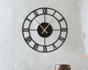 Roman Numerals Metal Wall Clock, Office Clock Gift, Large Wall Clock, Modern Silent Unique Wall Clock