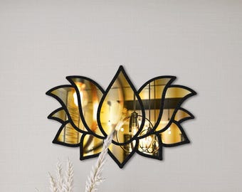 Lotus Pleximirror Metal Wall Art: Yoga Room Decor, Spiritual Sign, Christmas Gift, Bedroom Panel