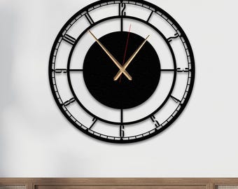 Industrial Metal Wall Clock, Minimalist Round Design Wall Decor, Office Clock Gift, Large Wall Clock, Christmas Present