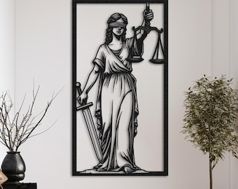 Decorazione murale in metallo Themis: Lady Justice, decorazione per studio legale