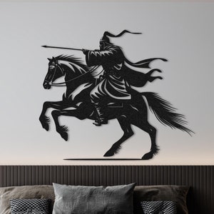 Charging Knight Metal Wall Decor, Oversized  Mounted Warrior Wall Art, Medieval Fantasy Wall Sign, Man Cave Decor, Bedroom Wall Art, Gift