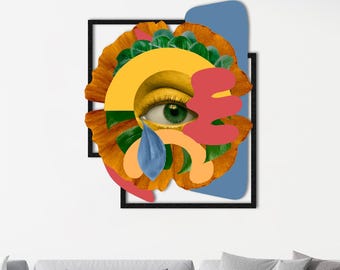 Abstract One Eye Metal Wall Art: Asymmetric Geometric Sign