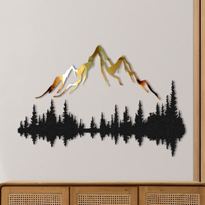 Decorazione da parete in plexiglass con motivo montagna e foresta, cartello da parete in metallo con tema natura, decorazione da parete per soggiorno, decorazione da parete con collina, regalo di Natale, regalo per la nuova casa.
