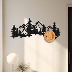 Appendiabiti da parete in metallo a forma di foresta, cartello da parete in metallo a forma di montagna, organizer per ufficio, design ergonomico per la casa, accessori per la casa, regalo di Natale