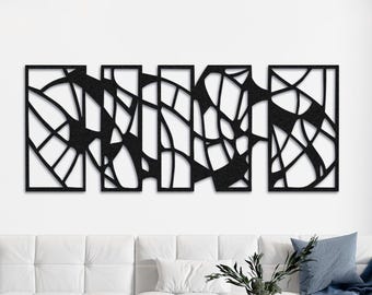Contemporary Metal Wall Art: Geometric Home Sign, Living Room Decor, Christmas Gift
