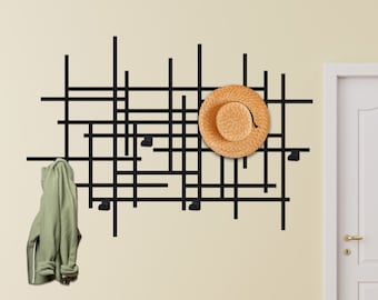 Metal Wall Coat Rack, Abstract Metal Wall Sign, Entryway Metal Organizer, Metal Hat Hanger, Metal Key Holder, Home Accessories, Rack Gift