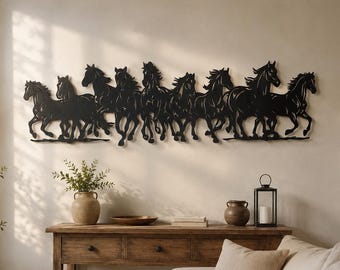 Charging Horses Metal Wall Decor: Farmhouse Equine Art, Christmas Gift