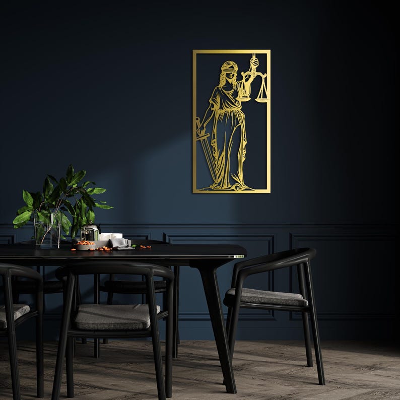 Themis Metal Wall Art: Lady Justice, Lawyer Office Decor - Etsy