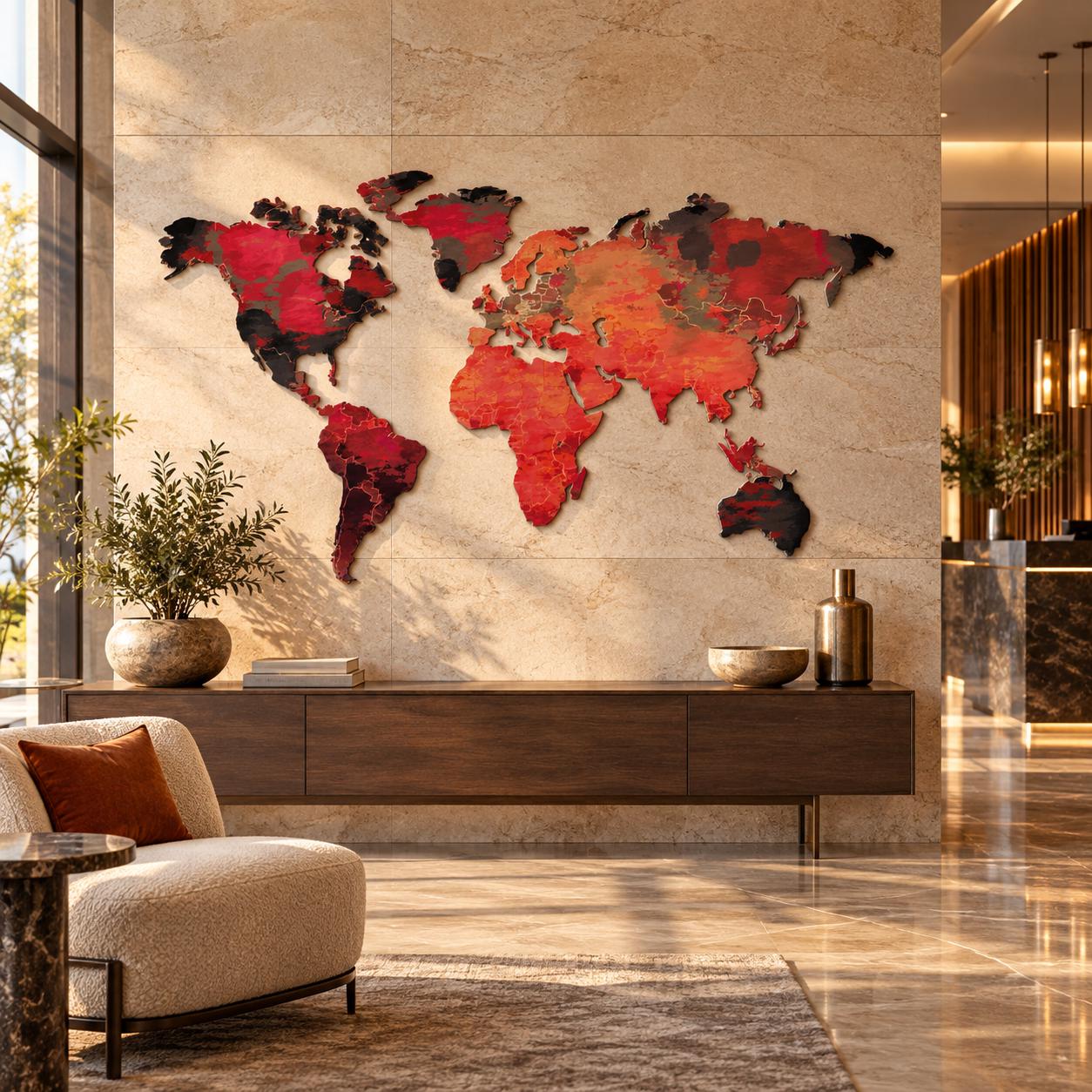 Colorful World Map Metal Wall Art: UV Print Decor - Etsy