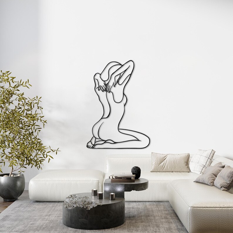 nude woman line art,
metal wall decor,
aesthetic design,
minimalist line art,
nude female wall art,
home and living,
one line art,
naked women decor,
confident woman art,
naked woman body,
above bed decor,
christmas gift,
gift for her,