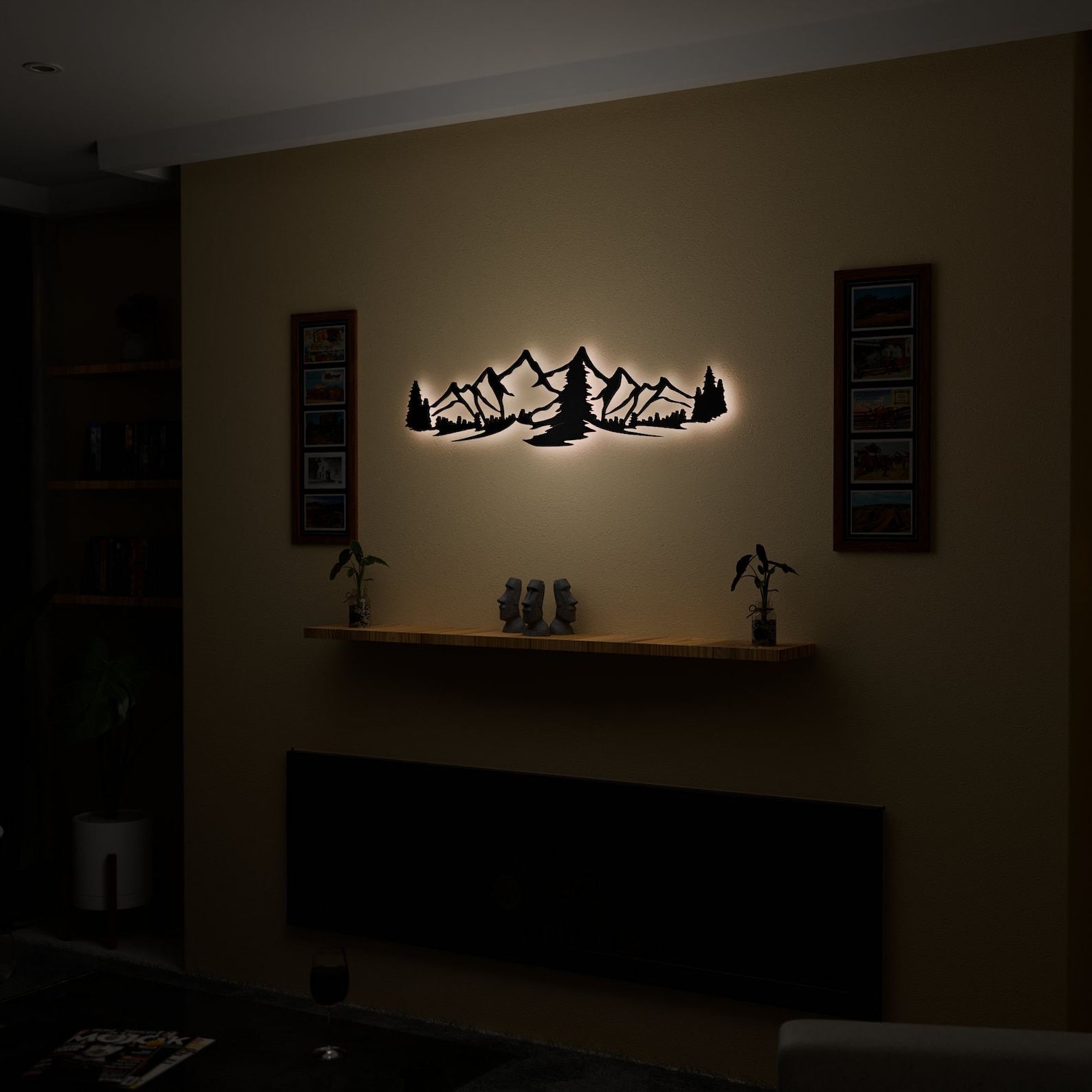 Mountain Forest Metal LED Wall Art: Nature Home Decor - Etsy