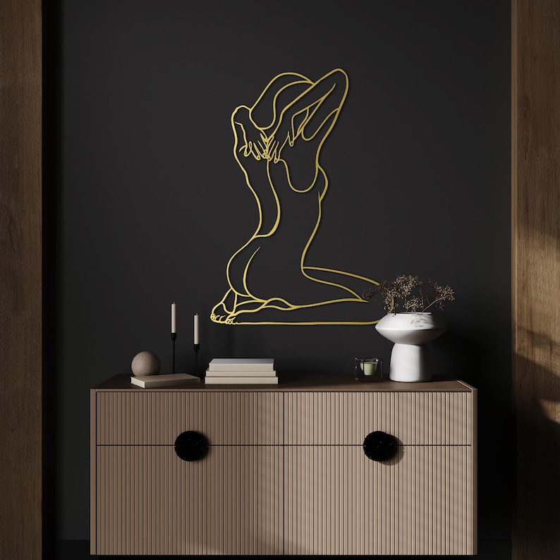 nude woman line art,
metal wall decor,
aesthetic design,
minimalist line art,
nude female wall art,
home and living,
one line art,
naked women decor,
confident woman art,
naked woman body,
above bed decor,
christmas gift,
gift for her,
