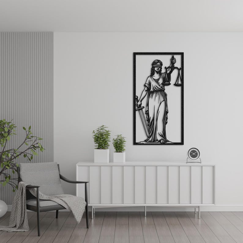 Themis Metal Wall Art: Lady Justice, Lawyer Office Decor - Etsy
