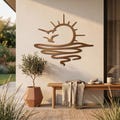 Sunrise and Ocean Metal Wall Art, Beach House Art, Coastal Sunset Patio Decor, Sun and Wave Metal Art, Boho Sunrise Silhouette