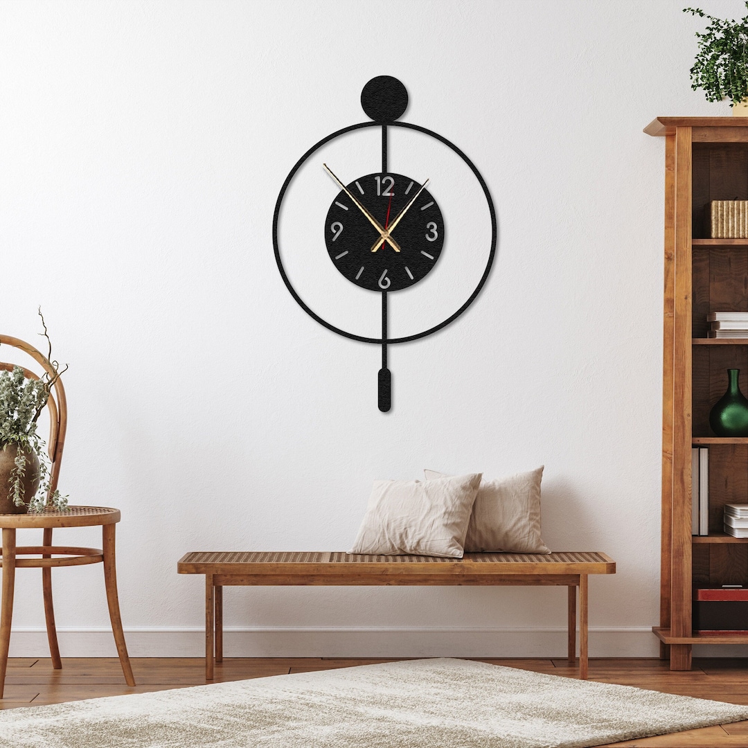Minimalist Metal Pendulum Wall Clock: Geometric Silent Clock - Etsy