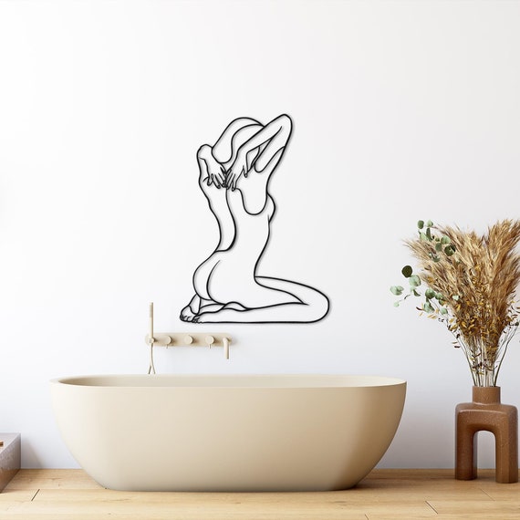 Minimalist Woman Line Art: Steel Wall Decor