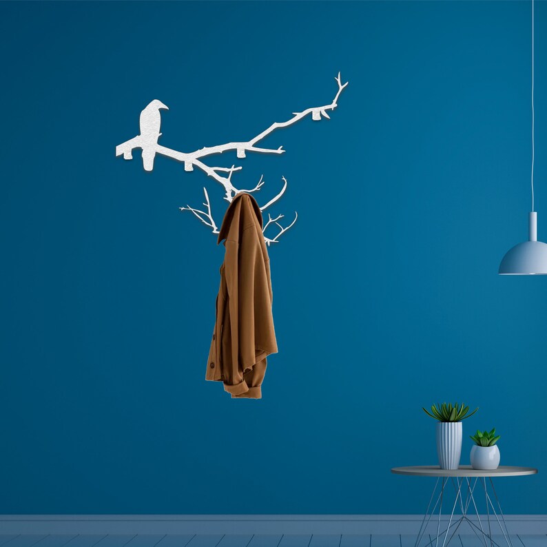 Crows Racks Crow on Branch Metal Coat Rack: Minimalist Entryway Organizer - Etsy