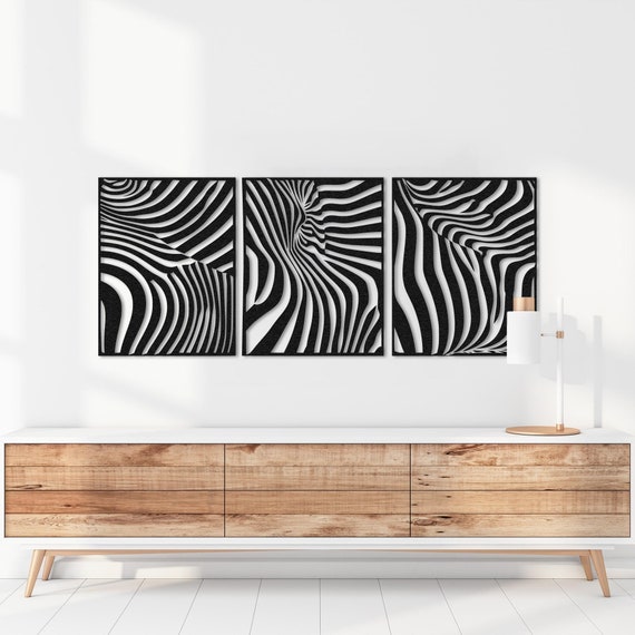Decorazione Parete In Metallo Zebrato 3D - 57x33 Cm, Testa Di Zebra, Effetto Prospettico, Per Cameretta Bambini O Soggiorno