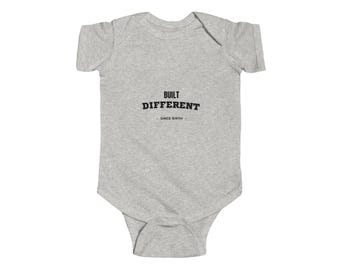 Built Different infant bodysuit | Baby Onesie, Minimal Text Graphic