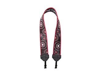 White and Red Circles on Black DSLR Camera Strap
