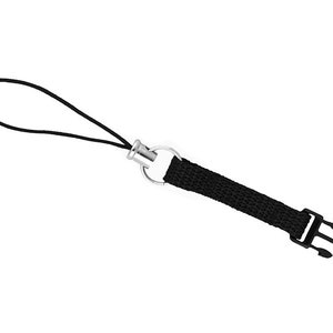 May include: Black wrist strap with a silver metal ring and a black plastic clip.