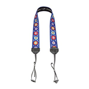 Lacy blue flowers DSLR camera strap with standard attachment ends