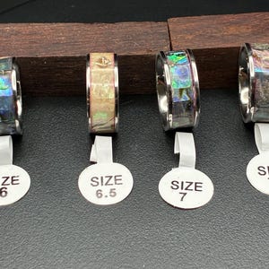 Authentic Abalone inlay ring/s/ 3 exotic colors/ Pearl/ Natural/ Green