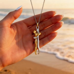 Couple Hug Pendant Necklace | Punk Love Stainless Steel Jewelry