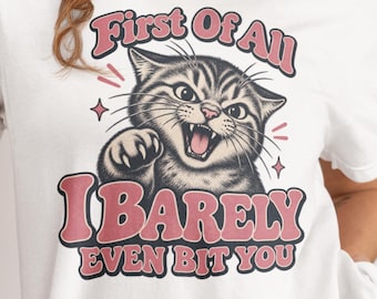 Funny Cat Shirt for Women: Sarcastic Cat Lover Tee, Vintage Angry Kitten Graphic, Sassy Animal T-Shirt, Humorous Cat Mom Gift for Her