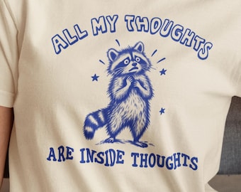 Funny Raccoon Shirt for Women: Introvert Graphic Tee, Overthinker Humor T-Shirt, Social Anxiety Gift, Cute Retro Sarcastic Animal Top