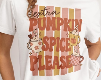 Pumpkin Spice Shirt for Women: Fall Coffee Graphic Tee, Cute Autumn T-Shirt, Coffee Lover Gift, Barista Shirt, Retro Pumpkin Season Top