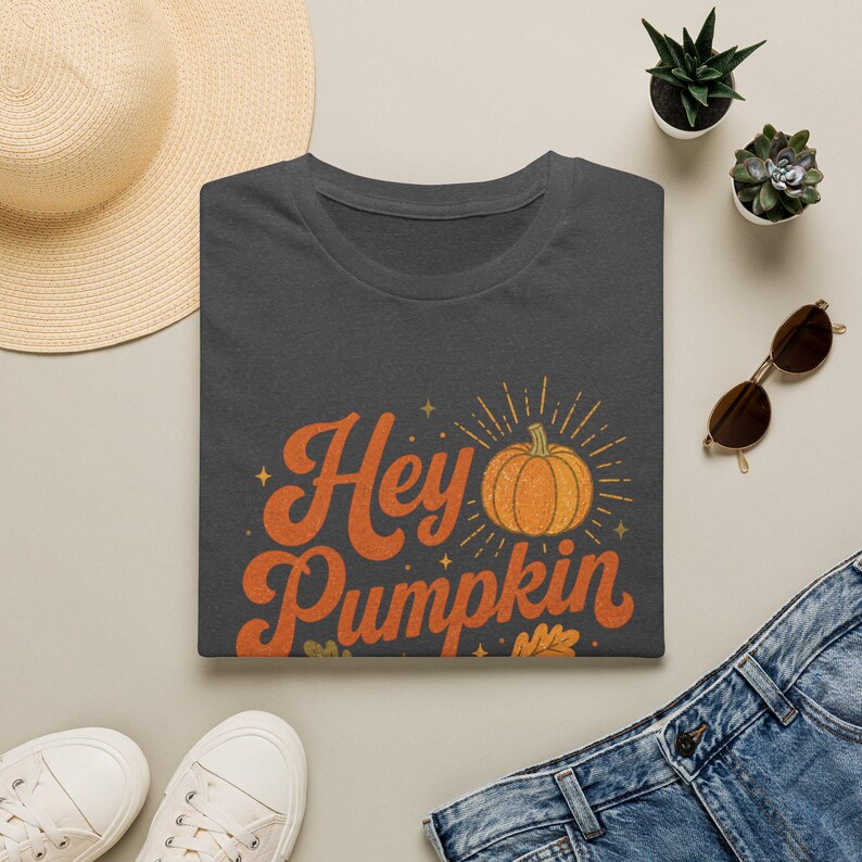 Hey Pumpkin Shirt, Retro Fall Pumpkin Graphic Tee for Women image 4