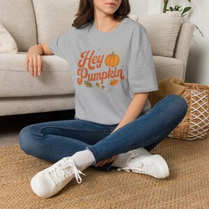 Hey Pumpkin Shirt, Retro Fall Pumpkin Graphic Tee for Women image 2