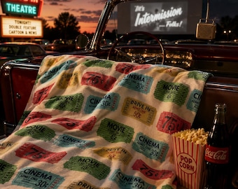 Retro-Kinokarten-Plüschdecke: Samtdecke für Filmfans