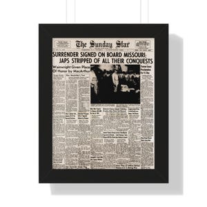 Framed WW2 Newspaper Replica | Victory in Japan