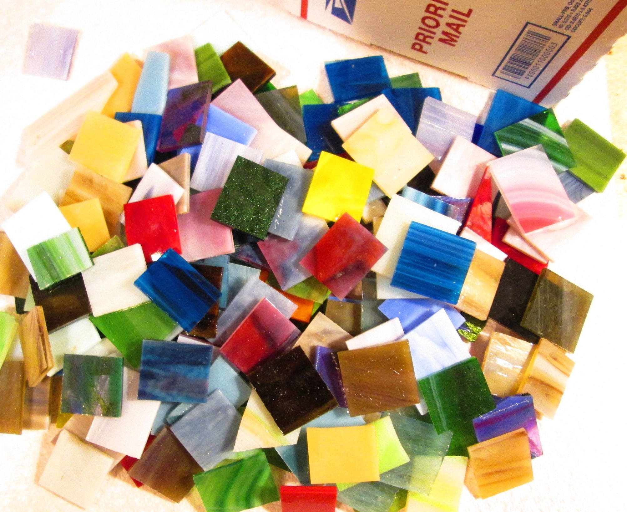 Scrap Stained Glass Opaque and Wispy Dime to Quarter Size Etsy