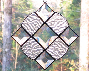 Stained Glass Suncatcher - Victorian in Clear Rippled Glass
