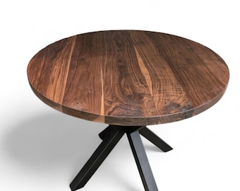 premium handmade Modern walnut and metal Dining table - modern black metal spider base - 48&quot; walnut dining table - modern dining table