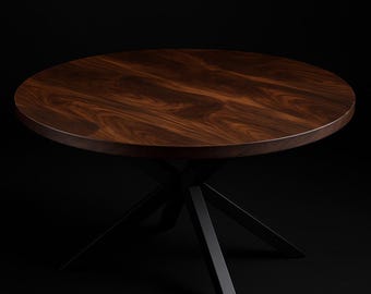 premium handmade Figured black walnut table top - round black walnut table top - digured black walnut table top - round table top - walnut