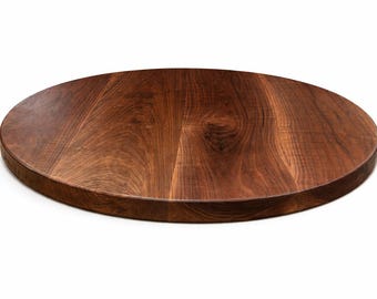 Handmade Dark Walnut Round Table Top: Figured Wood, Custom Sized Dining Surface