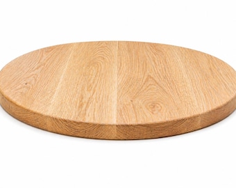 Tablero de mesa redondo de roble blanco hecho a mano: madera veteada, superficie de comedor de tamaño personalizado.