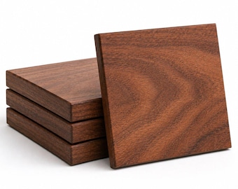 Handcrafted Black Walnut Coasters: Solid Wood, Rustic Elegance