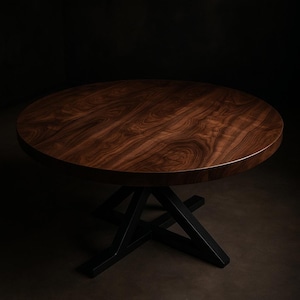 Custom Walnut Table Top: Handcrafted American Black Walnut, Rubio Monocoat Finish (12-72 inch Diameter)