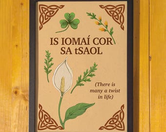 Irish Proverb Peace Lily Print: Celtic Botanical Wall Art