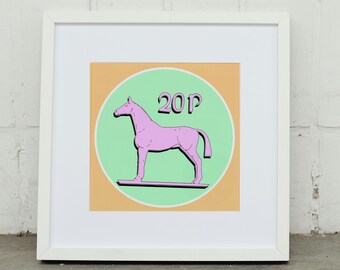 Irish Horse Coin Art Print: Vintage Celtic Equine Design