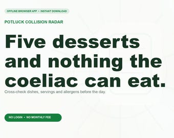 Potluck Collision Radar Offline Browser App, Potluck Coverage Planner, Digital Download, No Subscription